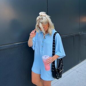 NWOT Coco McCall Summer BFF Romper - Sky Blue